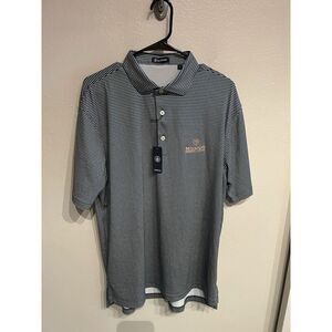 Turtleson Mens Large Green Performance Golf Polo Shirt Print Pattern